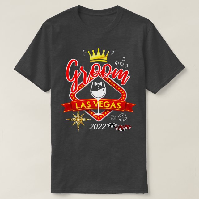 Vegas Sängkammare Grupp Gifta sig I Vegas Brudgum T Shirt (Design framsida)