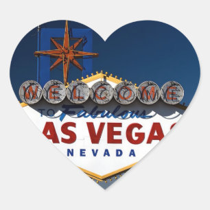 Vegas Sign Dusk Bröllop Hearts Hjärtformat Klistermärke