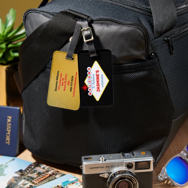 Vegas Sign Kasino Tema Bagagebricka (Fram & Baksida)