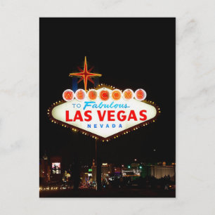 Vegas Sign Lit Up Vykort
