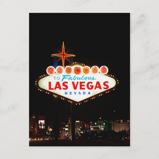 Vegas Sign Lit Up Vykort (Framsida)