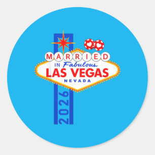 Vegas Speningsfest Bröllop i Vegas Brudgum Brud Runt Klistermärke