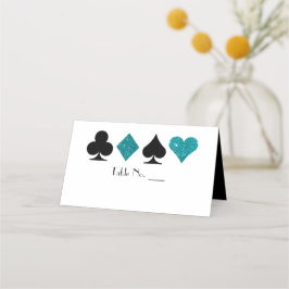 Vegas Teal Glitter och Black Place Card Placeringskort