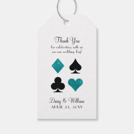 Vegas Teal Glitter och Svart Tacksamt Presentkort Presentetikett