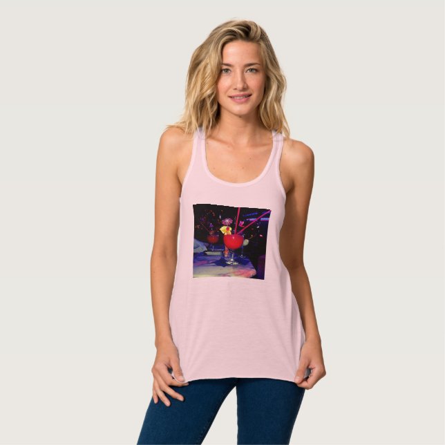 Vegas Tropical Cocktail Funky Linne Med Racerback (Hel framsida)