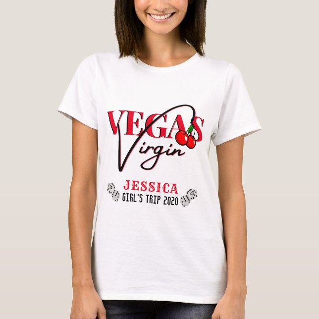 Vegas Virgin| Red Cherry Vegas 1:a timer T Shirt (Framsida)