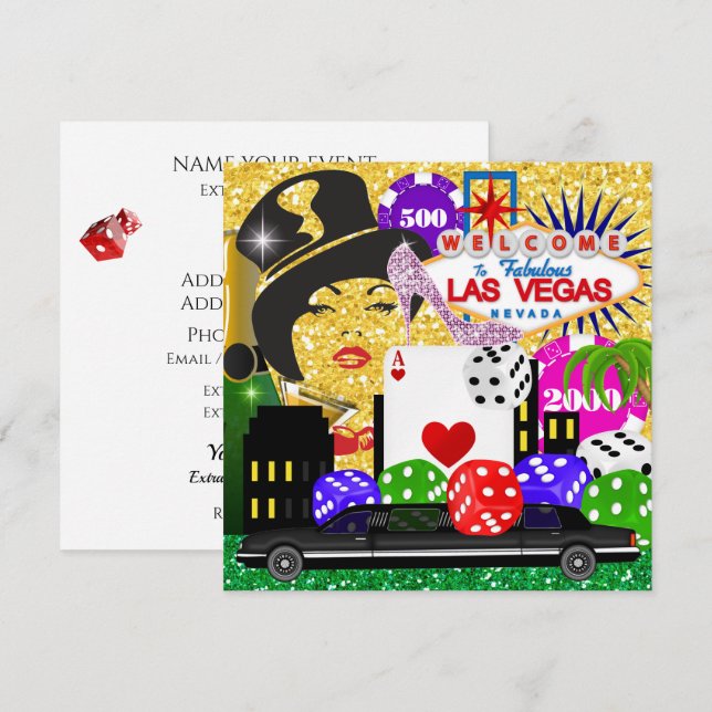 Vegasfest - Casino / Poker Inbjudan (Fram/baksida)
