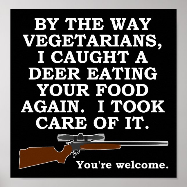 Vegatarian Favor Funny Hunting Poster blk (Framsidan)