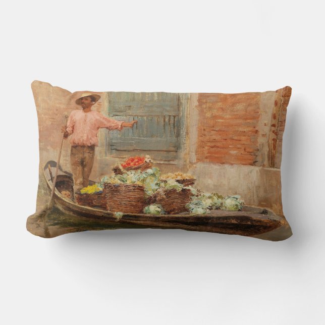 Vegetabilisk säljare i Venedig (av Vincenzo Capril Lumbarkudde (Framsida)