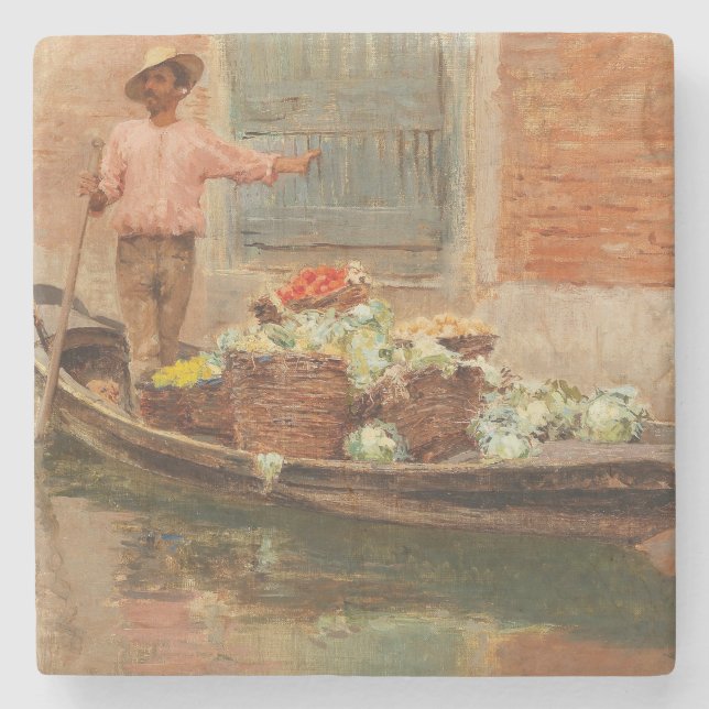Vegetabilisk säljare i Venedig (av Vincenzo Capril Stenunderlägg (Framsidan)