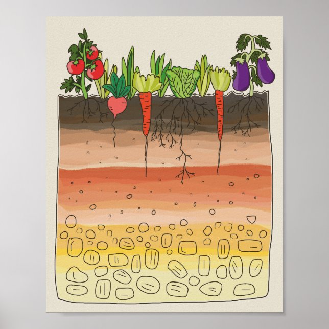 Vegetabilisk trädgårdsjord, lagrar köksdekan poster (Framsidan)
