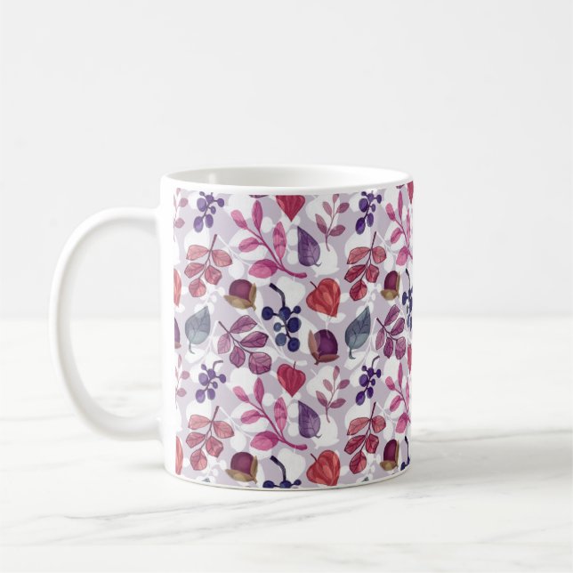 Vegetabiliska hösten, sömlös mönster, teckning med kaffemugg (Vänster)