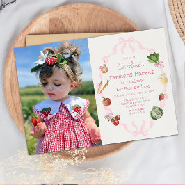 Vegetabiliska lantbrukare Marknadsfödelsedag Fotoi Inbjudningar