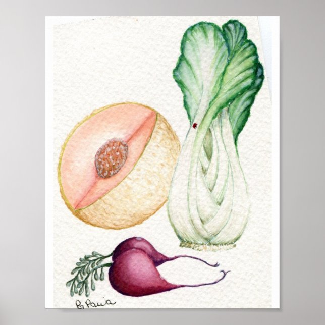 Vegetabiliska och fruktbara vattenfärger poster (Framsidan)
