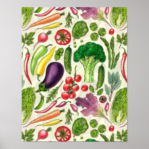 Vegetabiliska örter och trädgårdsskörd på benvita poster