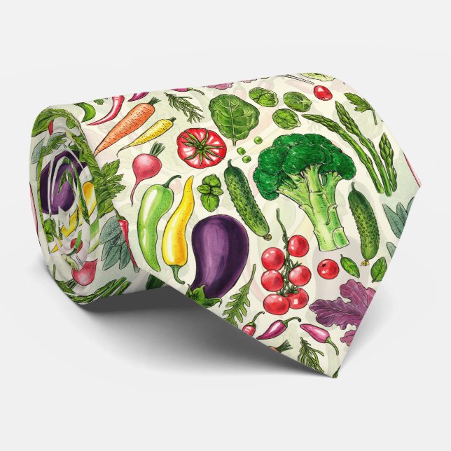 Vegetabiliska örter och trädgårdsskörd på benvita slips (Rullad)