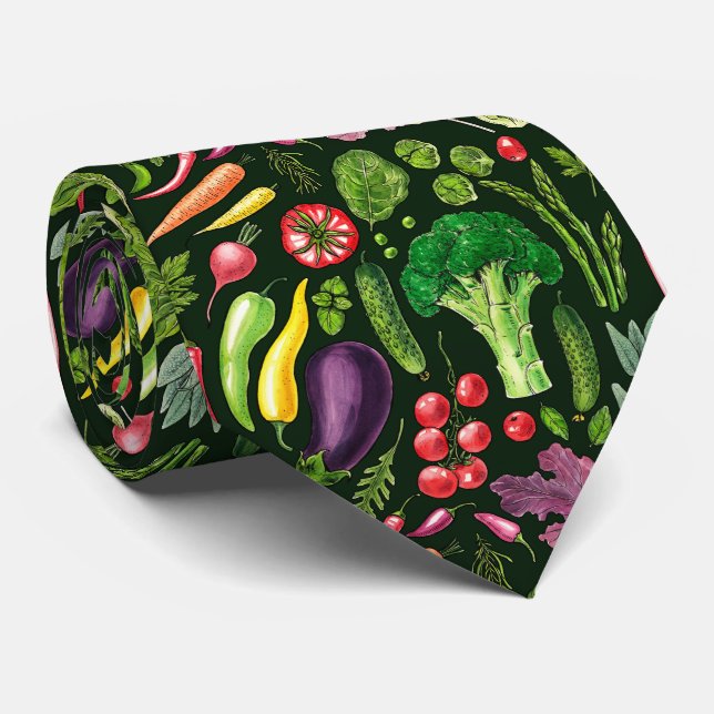 Vegetabiliska örter och trädgårdsskörd på svart slips (Rullad)