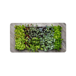 Vegetabiliska plantor adressetikett