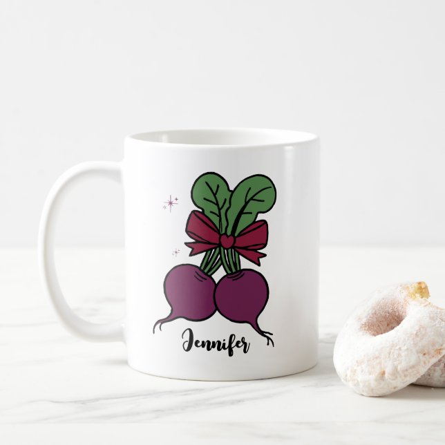 Vegetabiliska rotfrukter personlig namn kaffemugg (Med munk)