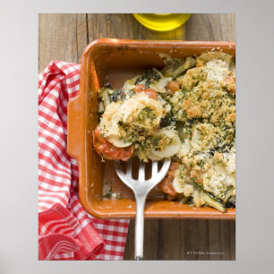 Vegetabiliskt bakverk med potatis, tomater, purjol poster