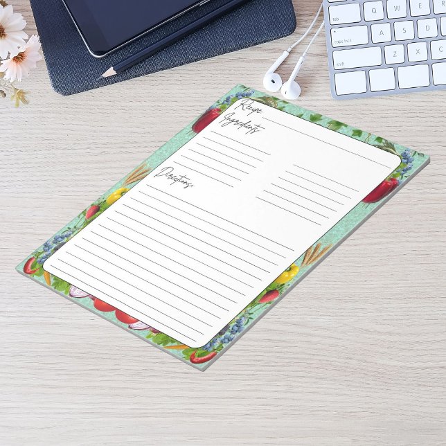 Vegetabiliskt inspirerat recept anteckningsblock (Vegetable Inspired Recipe Notepad)
