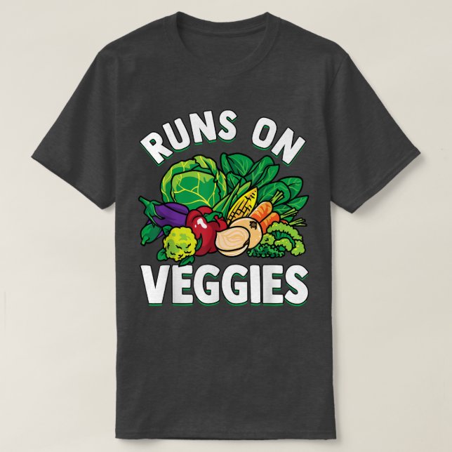 Vegetable Älskare Springa på Veggies Funny Health  T Shirt (Design framsida)