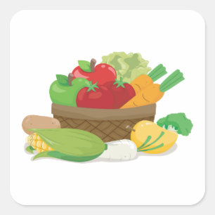 Vegetable Basket Fyrkantigt Klistermärke