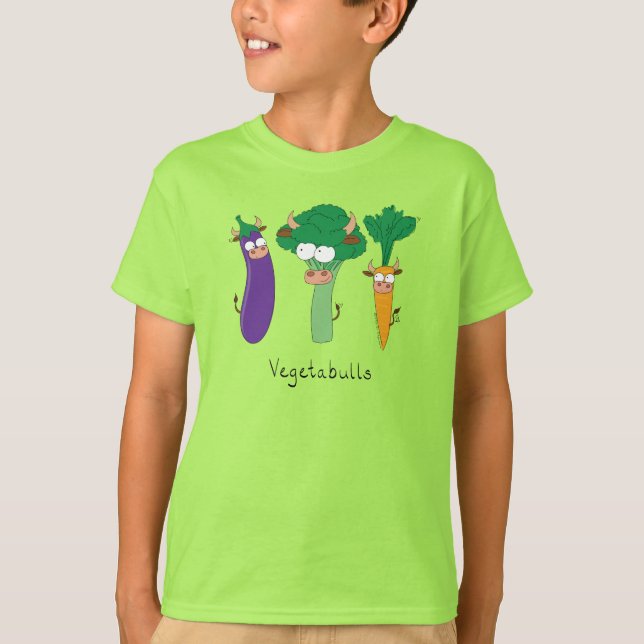 Vegetable Bulls Funny Barn Boy's T-shirt (Framsida)