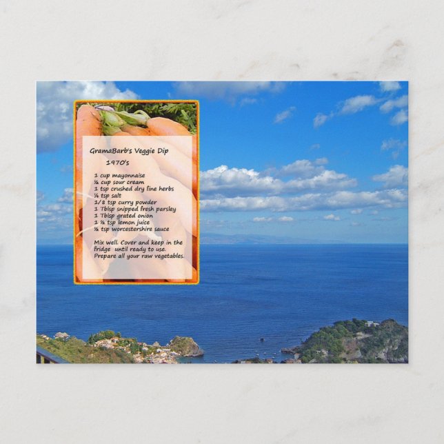 Vegetable Dip Recept-kort Vykort (Framsida)