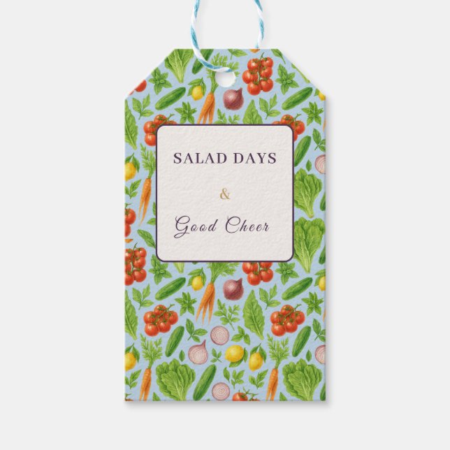 Vegetable Garden Gift Bag — Soft Wedgewood Presentetikett (Framsidan)