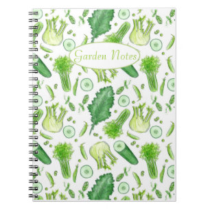 Vegetable Garden Journal Watercolor Celery Kale Anteckningsbok
