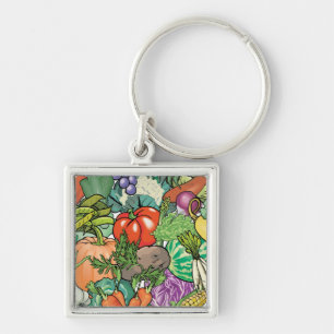 Vegetable Gardener Fyrkantig Silverfärgad Nyckelring
