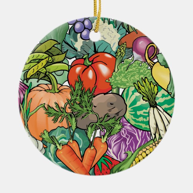 Vegetable Gardener Julgransprydnad Keramik (Framsidan)