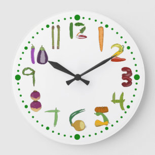 Vegetable Kitchen Clock for Gardeners Vegans Stor Klocka