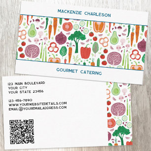 Vegetable Mönster Catering QR-kod Visitkort