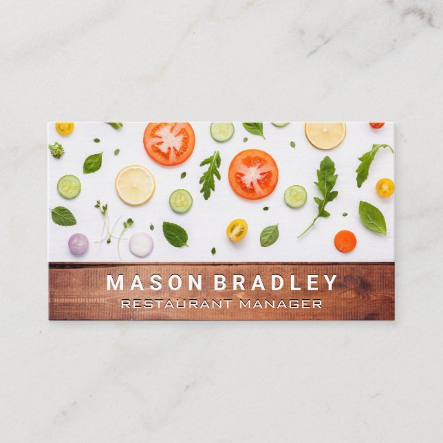 Vegetable Mönster | Trä Visitkort (Framsida)