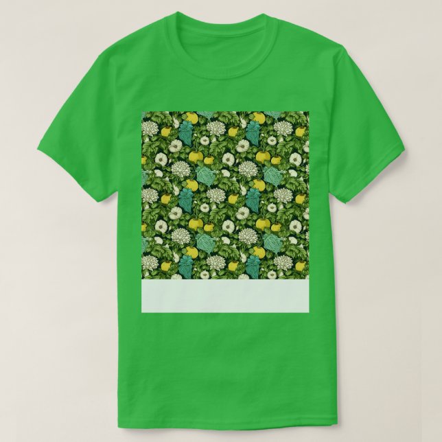 Vegetable Seamless Mönster Veggie Leafy Grönt Sala T Shirt (Design framsida)