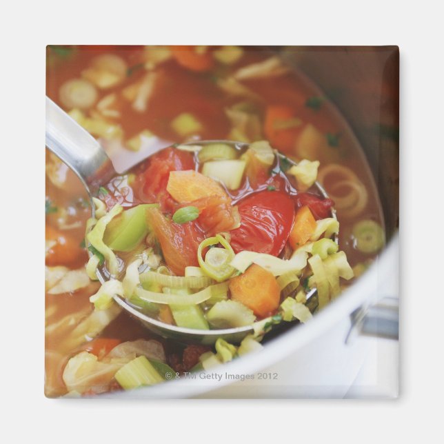 Vegetable soppa i form av panna magnet (Framsidan)