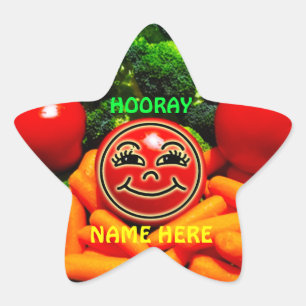 Vegetable Stickers för barn, Kids Healthy Eating Stjärnformat Klistermärke