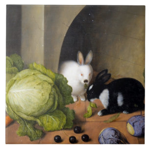 Vegetable still Life with Bunny Kakelplatta