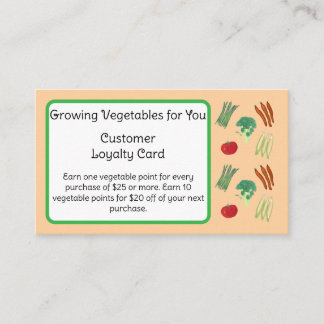 Vegetable Theme Customer Loyalty Cards Lojalitetskort