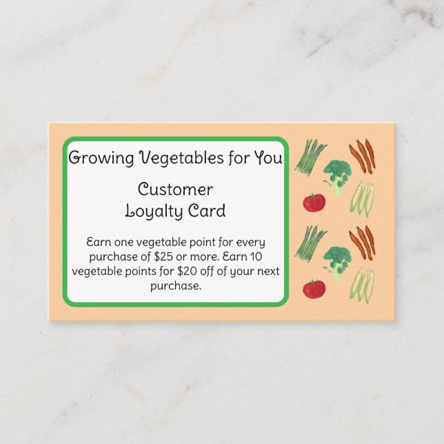 Vegetable Theme Customer Loyalty Cards Lojalitetskort (Framsida)