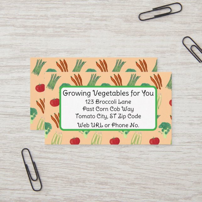 Vegetable Themed Custom Business Cards Visitkort (Fram/Back In Situ)