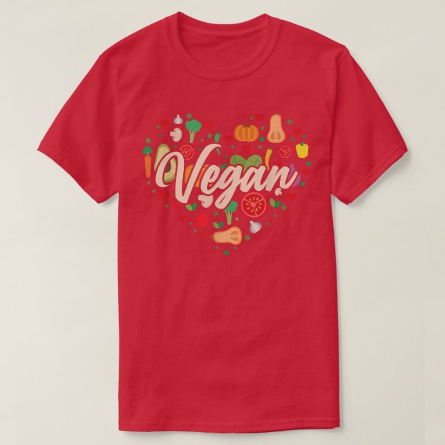Vegetable Vegan Heart T Shirt (Design framsida)