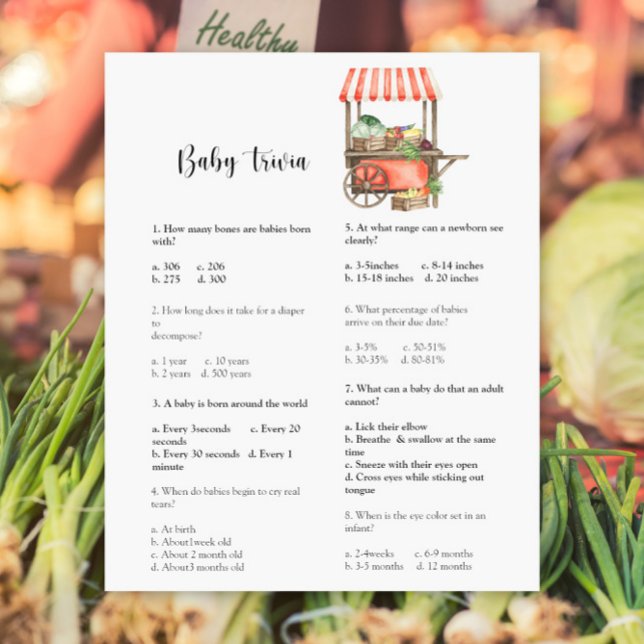 Vegetables baby shower Baby Trivia Game (Skapare uppladdad)