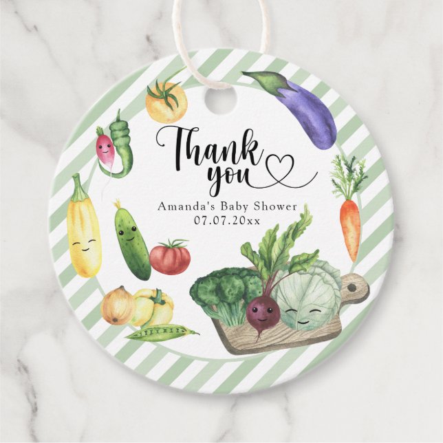 Vegetables babydusch - tack gåvor etiketter (Framsida)