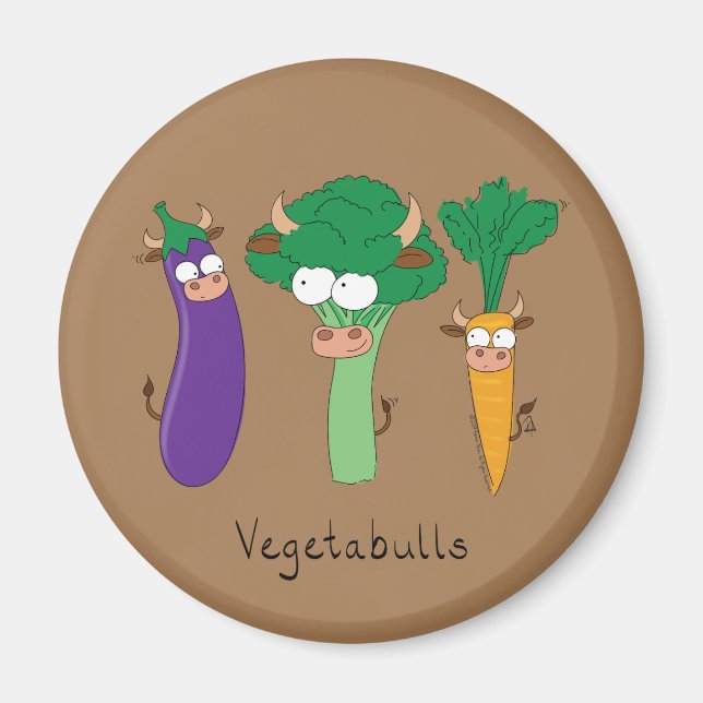 Vegetables Bulls Cute Kids Tecknad Magnet (Framsidan)