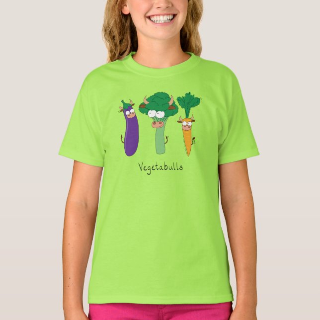 Vegetables Bulls Cute Kids Tecknad T Shirt (Framsida)