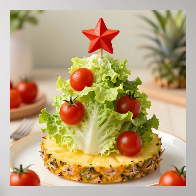 Vegetables Christmas Tree, Lettuce Leaves & Cherry Poster (Framsidan)