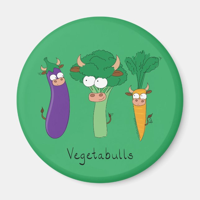 Vegetables Cute Kids Funny Tecknad Magnet (Framsidan)